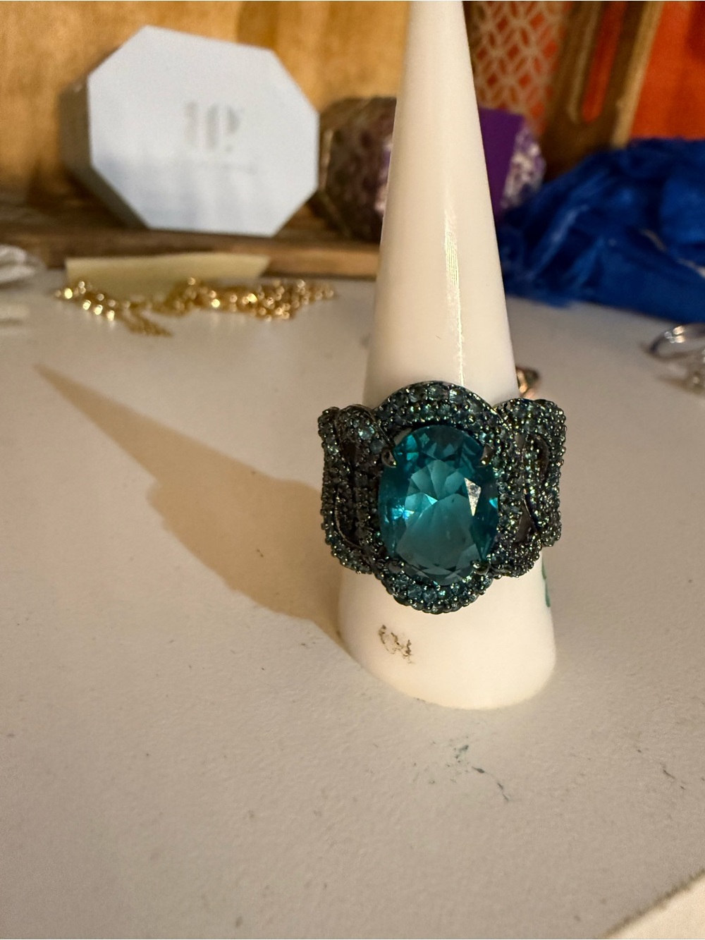 Teal Crystal Statement Ring - Siren collection